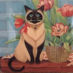 Siamese Cat Wall-Mounted Key Rack Wood Framed Tile Georgina's Country Creations